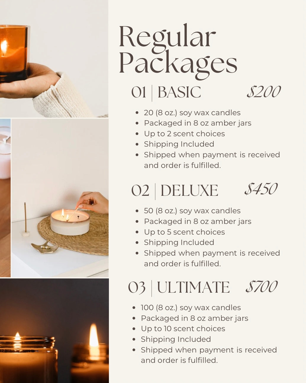 Wholesale Candles: Regular Packages